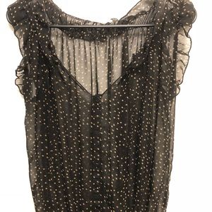 Black and Tan polka dot blouse